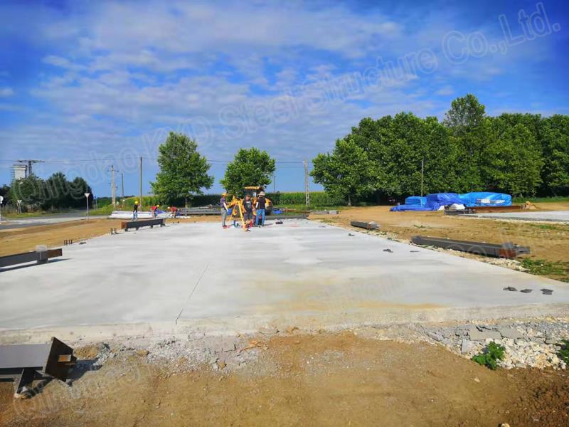 construction site of steel structure hangar